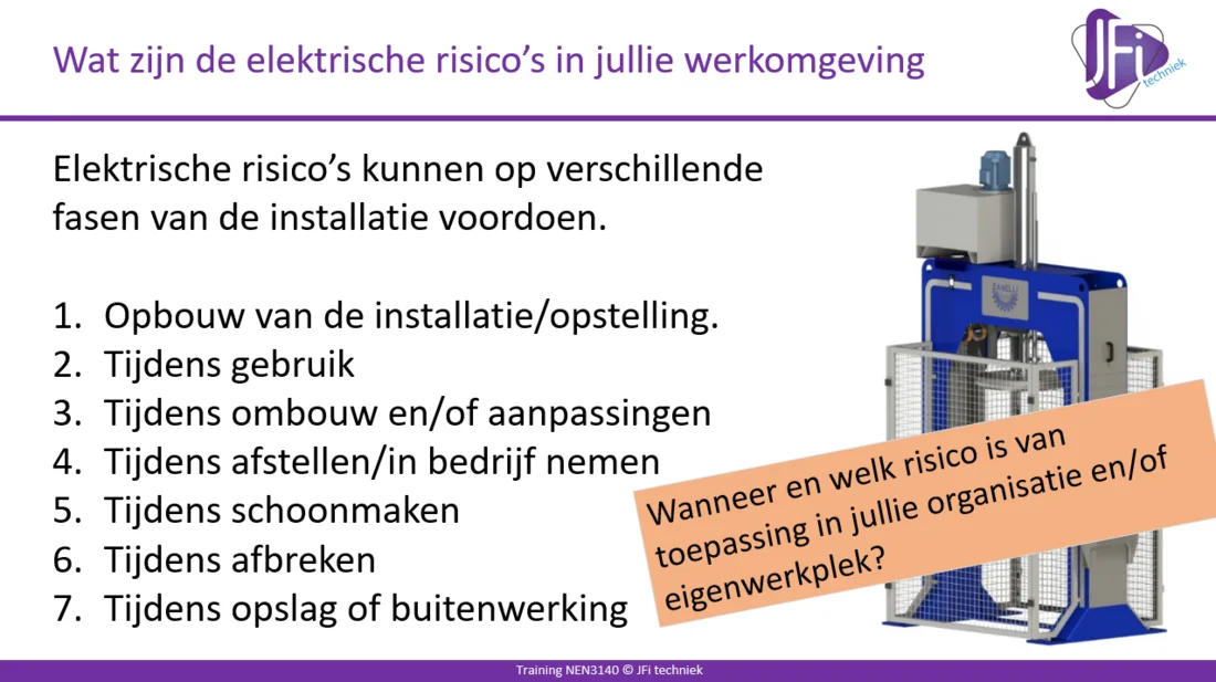 Trainingssheet over elektrische risico's in de werkomgeving
